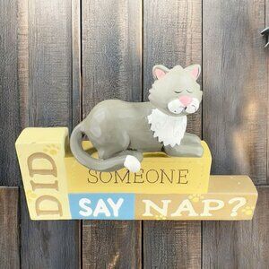 Suzi Resin Cat Figurine Did Someone Say Nap? Signed Kitty Cat Decor Accent Decor